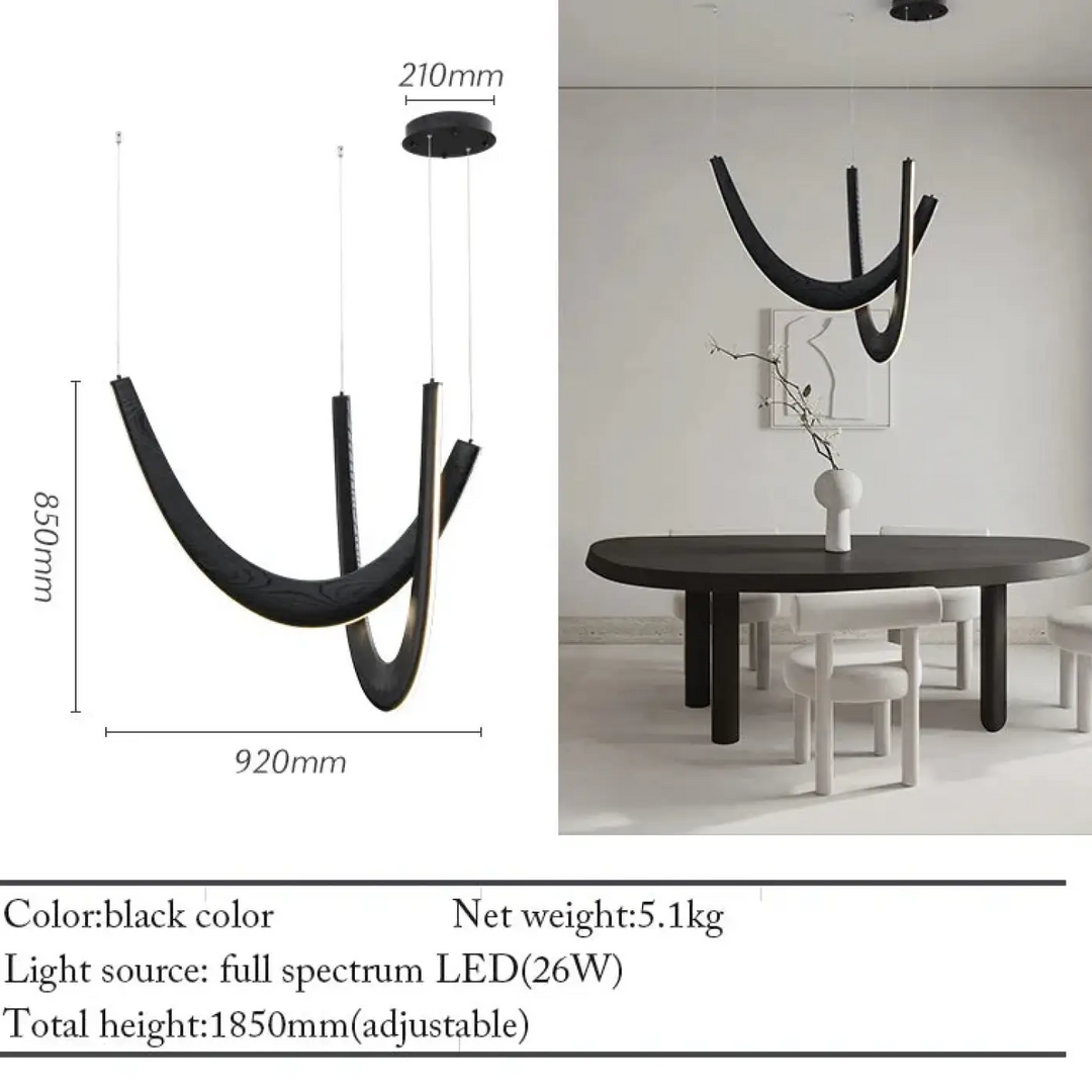 Suspension design organique en bois led contemporaine chic