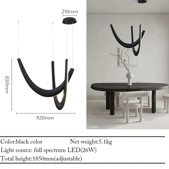 Suspension design organique en bois led contemporaine chic