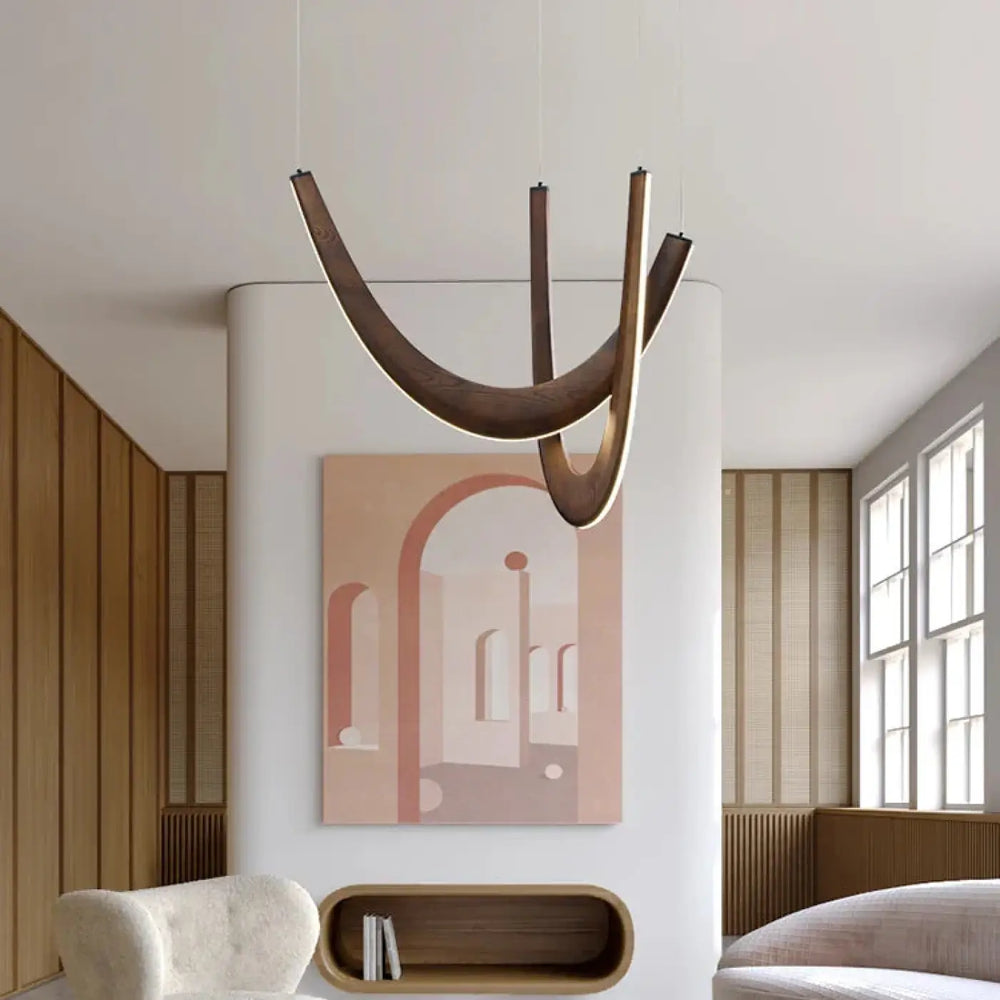 Suspension design organique en bois led contemporaine chic
