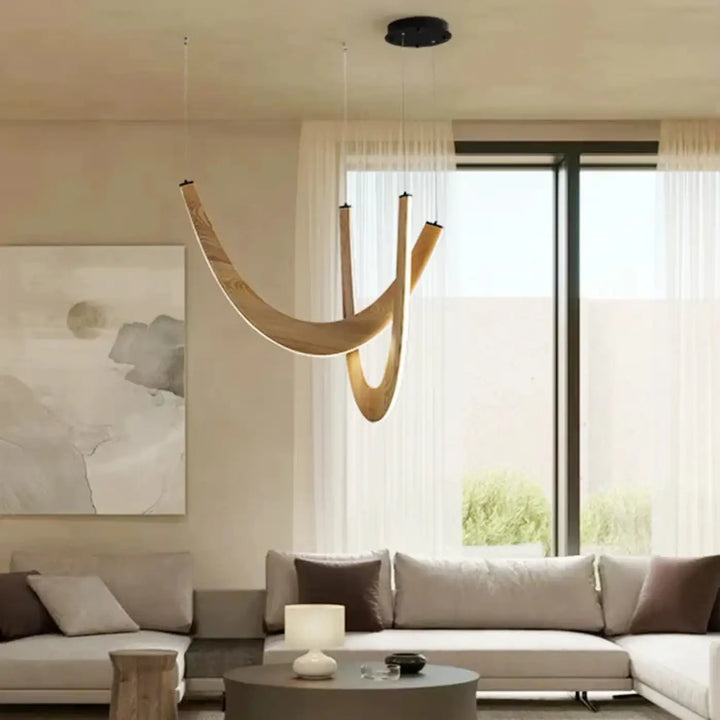Suspension design organique en bois led contemporaine chic