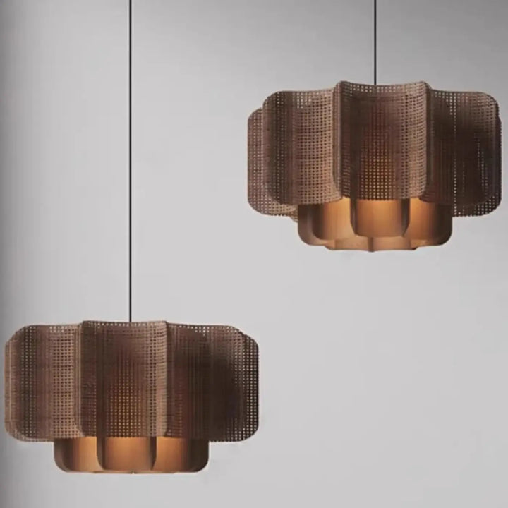 Suspension design osier et métal naturel et moderne chic