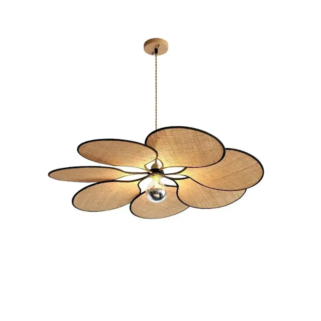 Suspension en paille tressée forme florale style bohème