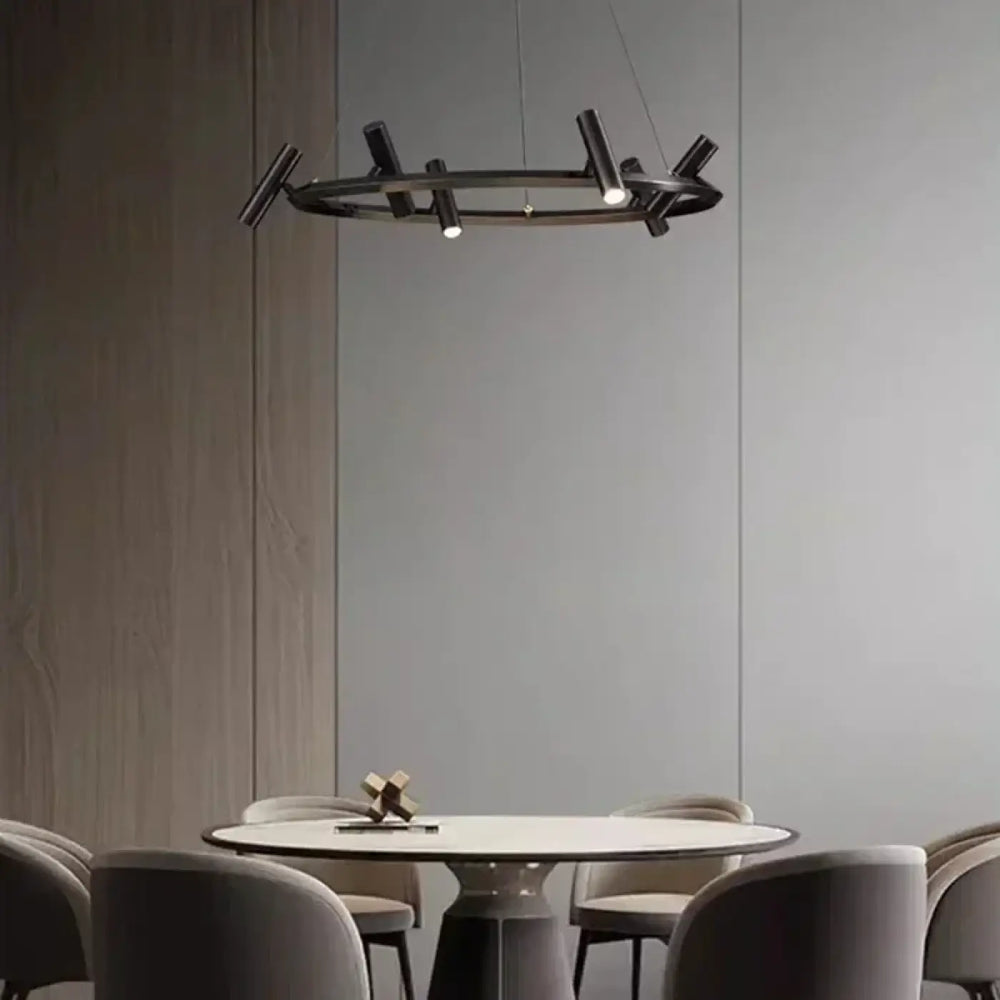 Suspension Design À Projecteurs Noirs Pour Salle À Manger Élégante