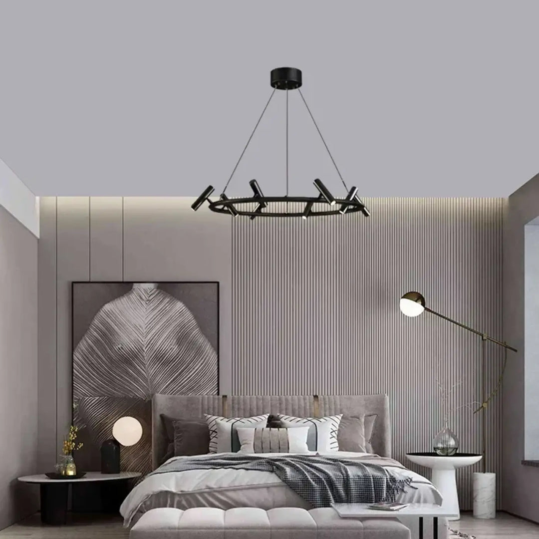 Suspension Design À Projecteurs Noirs Pour Salle À Manger Élégante