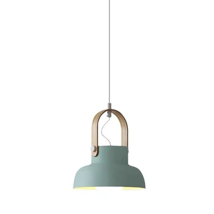 Suspension design scandinave multicolore avec détail en bois