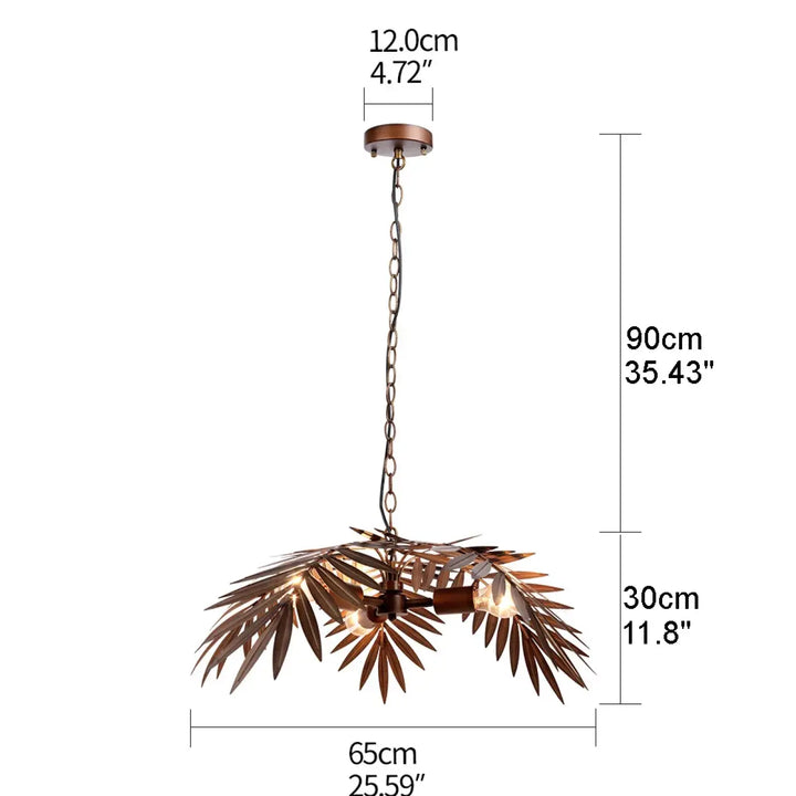 Suspension sculpturale en métal feuilles marron élégante