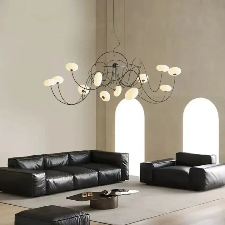 Suspension design sculpturale lumières multiples élégant