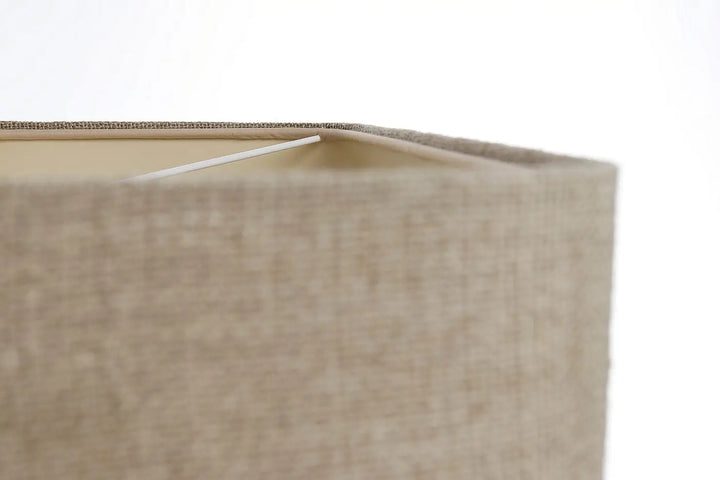 Suspension luminaire kwadro duo taupe avec abat-jour en lin beige à texture subtile et coutures soignées design taupe