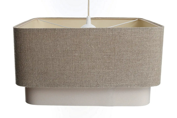 Beige suspension design taupe en tissu tissé avec base blanche rectangulaire élégante suspension luminaire kwadro duo
