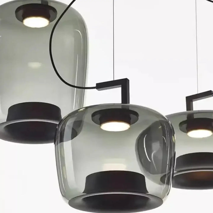 Suspension Design Verre Fumé Moderne Noir Élégance Chic Style