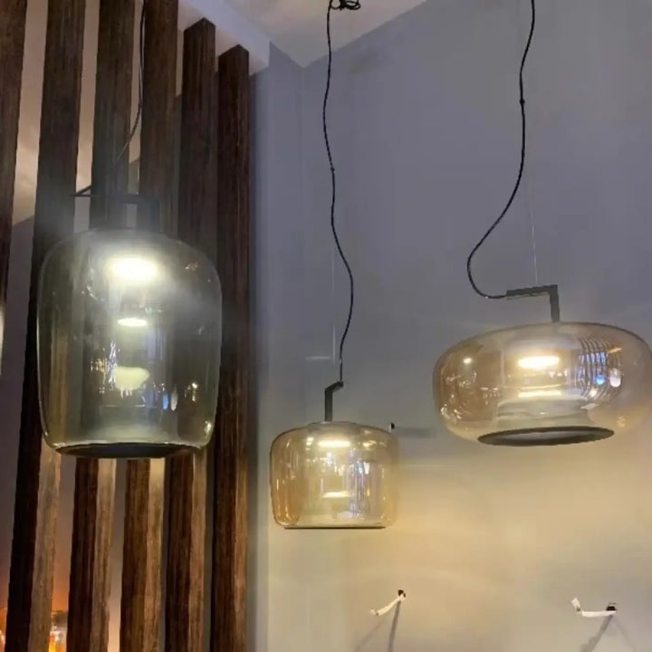 Suspension Design Verre Fumé Moderne Noir Élégance Chic Style