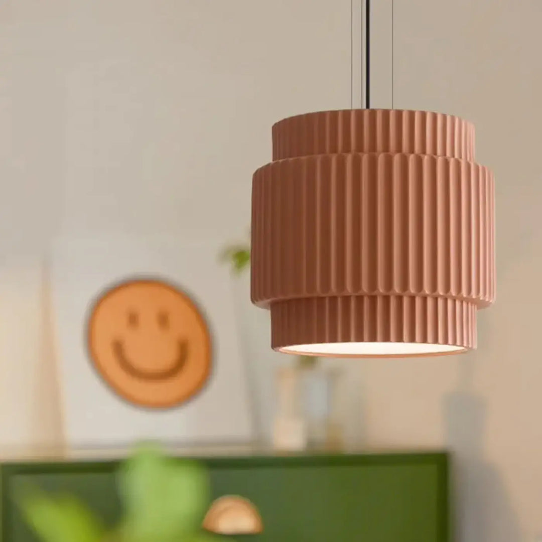 Suspension design verte abat jour plissé au style scandinave