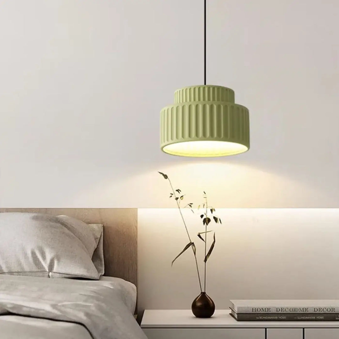 Suspension design verte abat jour plissé au style scandinave