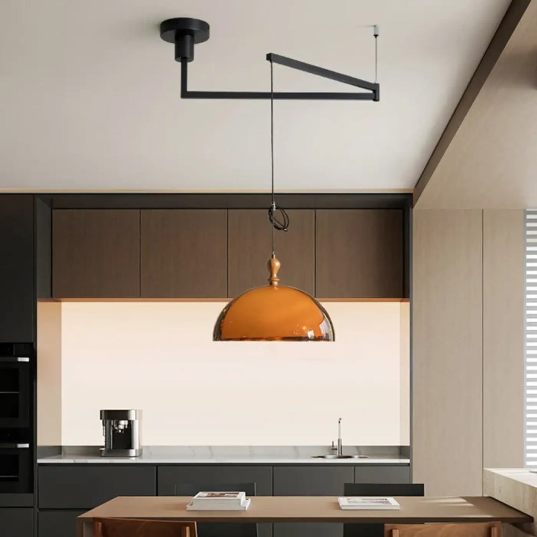Brown Acrylic Lampshade Pendant Light With Dark Wood E27 Bulb For Dining Room Bar Bedroom Wire Adjustable