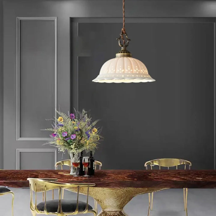Vintage White Ceramic Pendant Light Old Copper Dining Room Bar Bedroom Lamp E27 Bulb Dropshipping Wire Adjustable Room