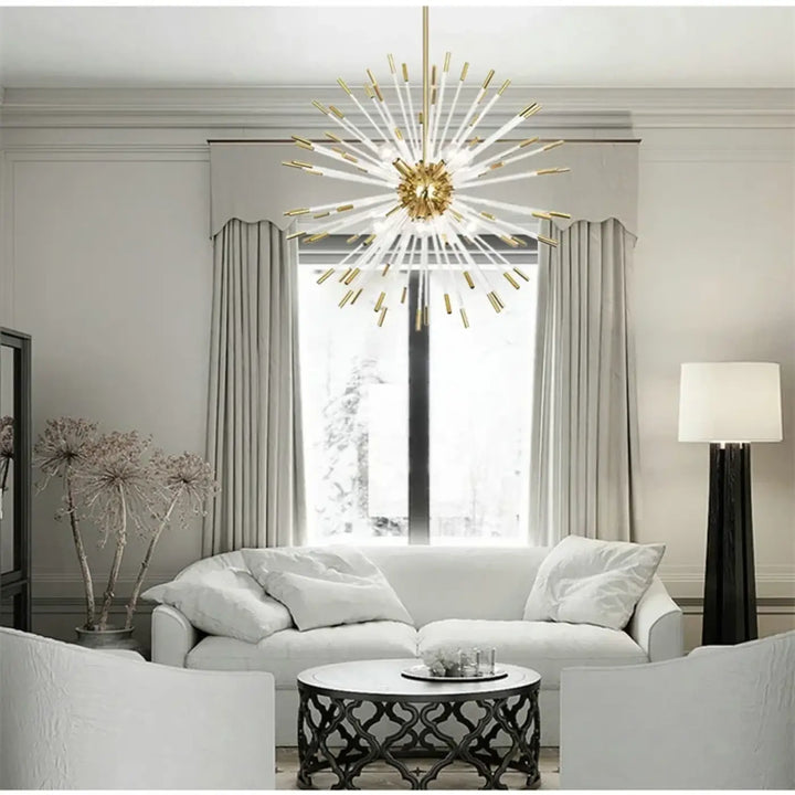 Suspension design art déco en verre doré blanc élégant
