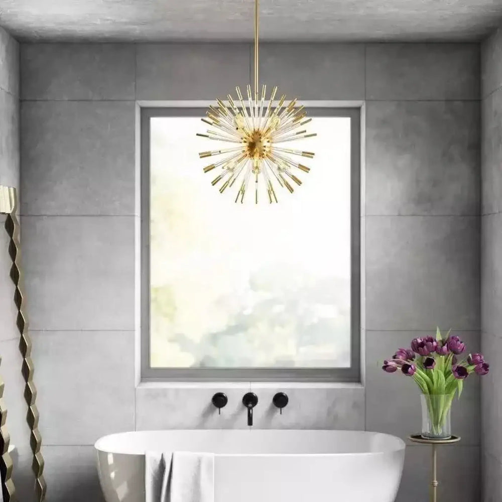 Suspension design art déco en verre doré blanc élégant