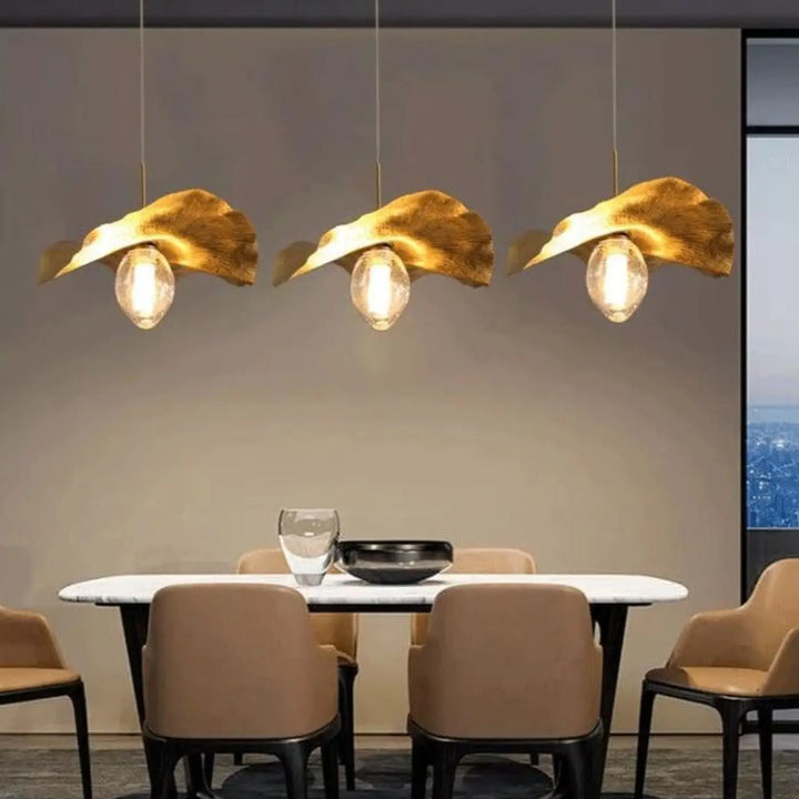 Suspension Feuille Abat-jour Globe Aluminium