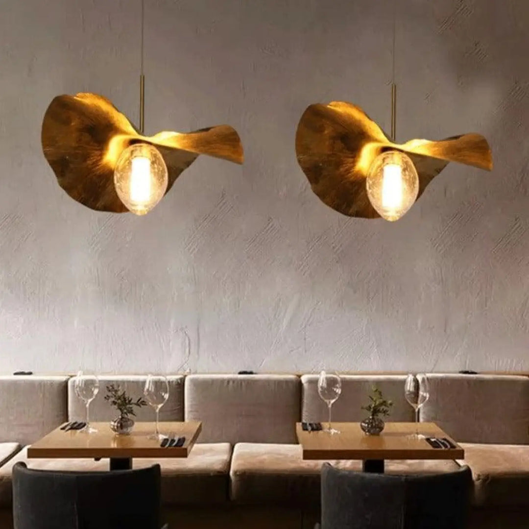 Suspension Feuille Abat-jour Globe Aluminium