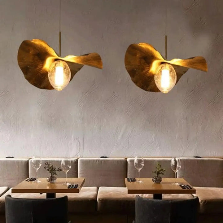 Suspension Feuille Abat-jour Globe Aluminium