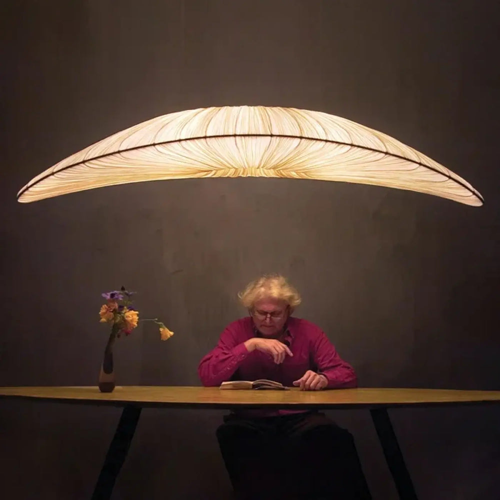 Suspension Feuille XXL en Fibres Naturelles Design Moderne

