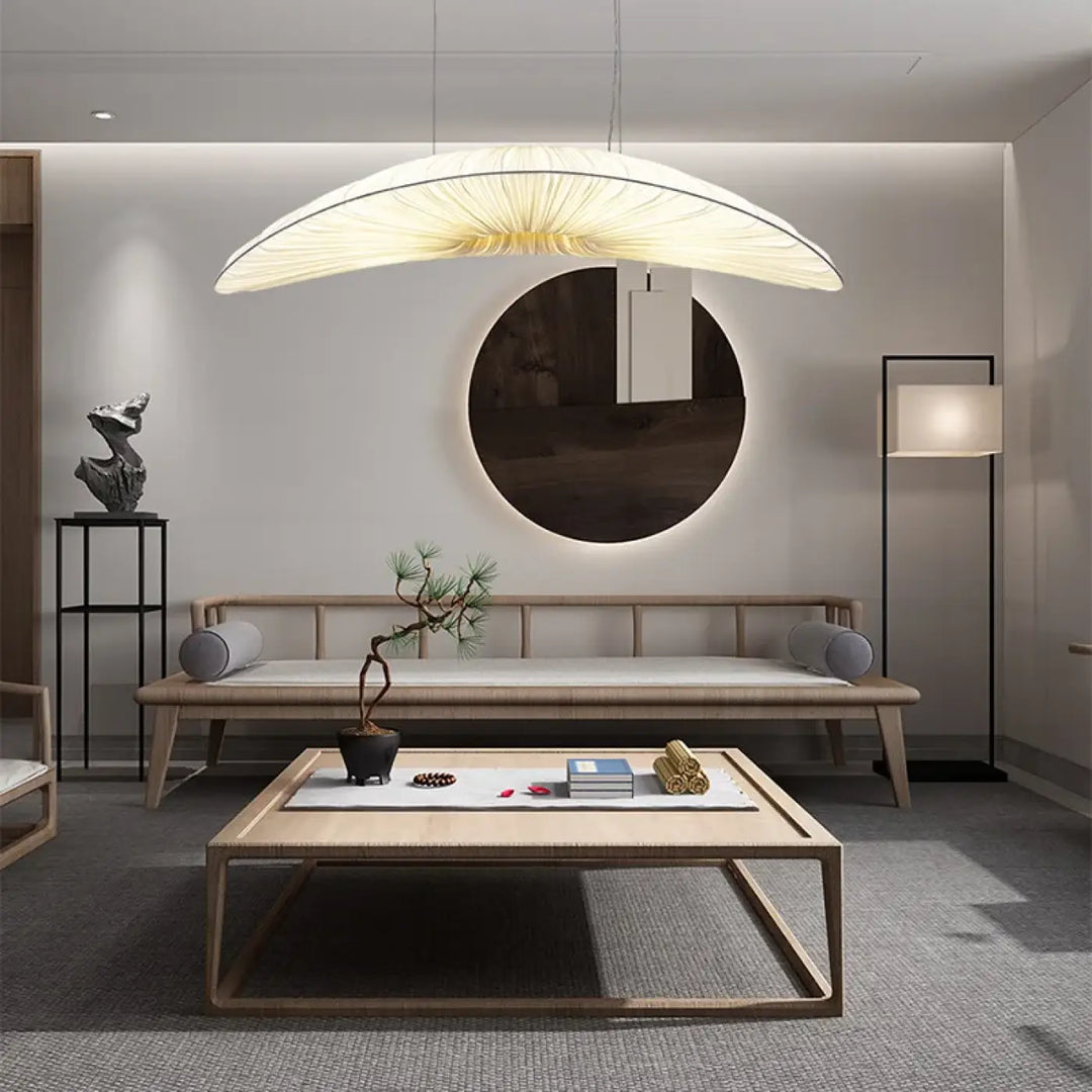 Suspension Feuille XXL en Fibres Naturelles Design Moderne

