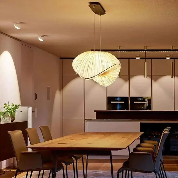 Suspension Feuille XXL en Fibres Naturelles Design Moderne

