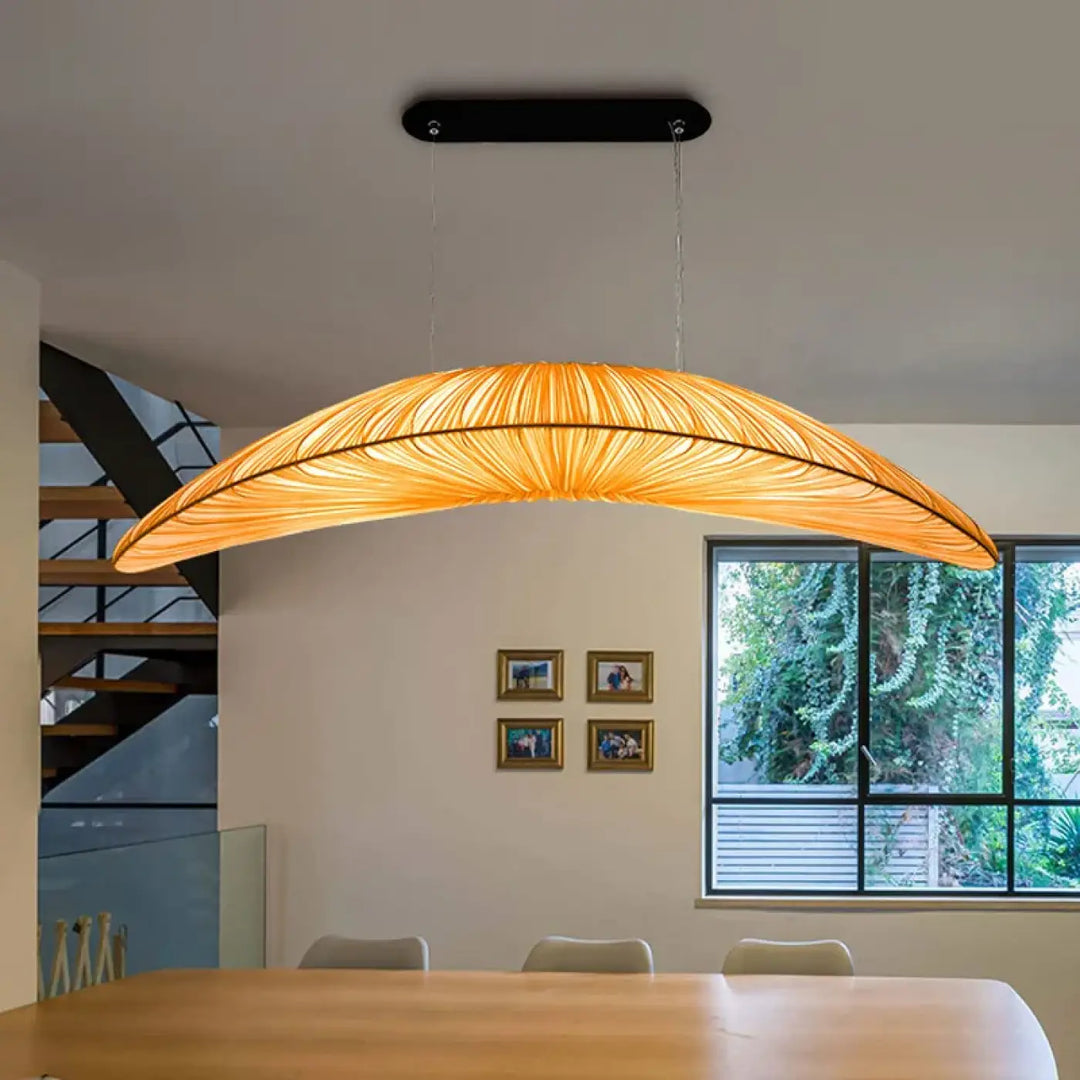 Suspension Feuille XXL en Fibres Naturelles Design Moderne

