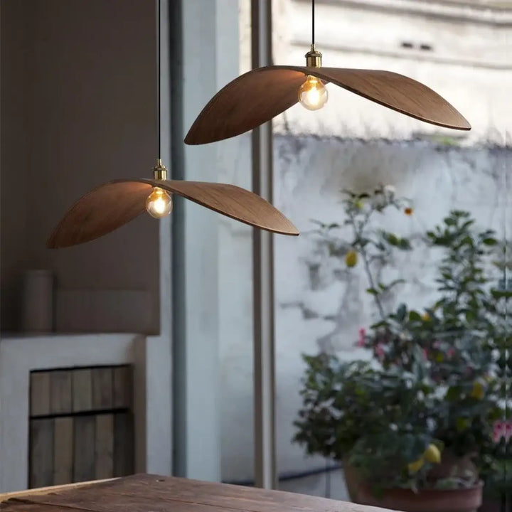 Suspension Feuilles Bois Courbées Design Naturel Moderne

