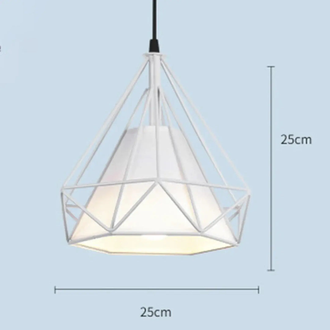 Suspension Géométrique En Métal Avec Abat-Jour Blanc