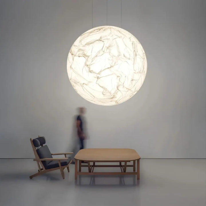 Suspension Globe Effet Marbre Blanc Design Moderne Minimaliste


