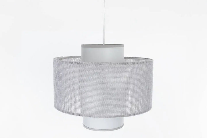 Suspension grise double en métal avec diffuseur cylindrique en verre dépoli pour éclairage moderne suspension luminaire