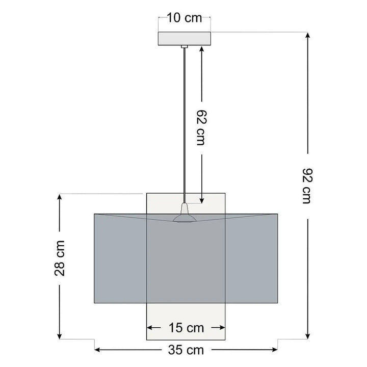 Suspension luminaire twin grise avec abat-jour rectangulaire moderne et ferrure métallique minimaliste suspension grise double