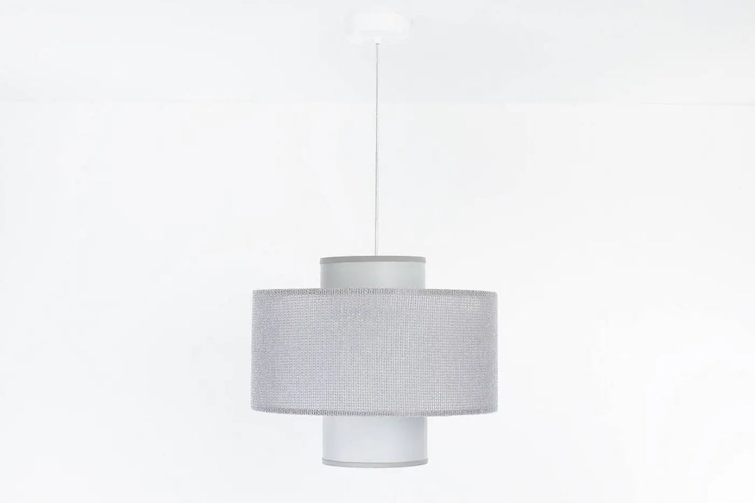 Suspension grise double avec abat-jour cylindrique en maille moderne et tige métallique élégante suspension luminaire twin gris
