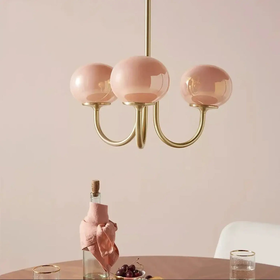 Suspension Laiton Avec Des Globes En Verre Style Vintage Élégant