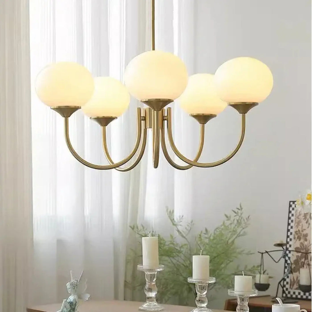 Suspension Laiton Avec Des Globes En Verre Style Vintage Élégant