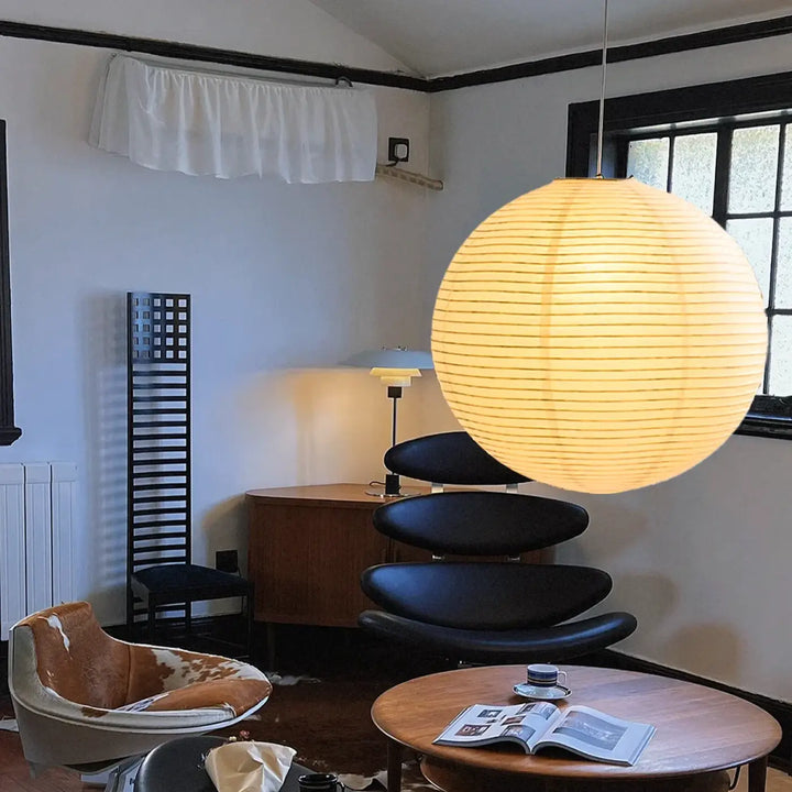 Suspension Lanterne Japonaise En Papier Beige Clair

