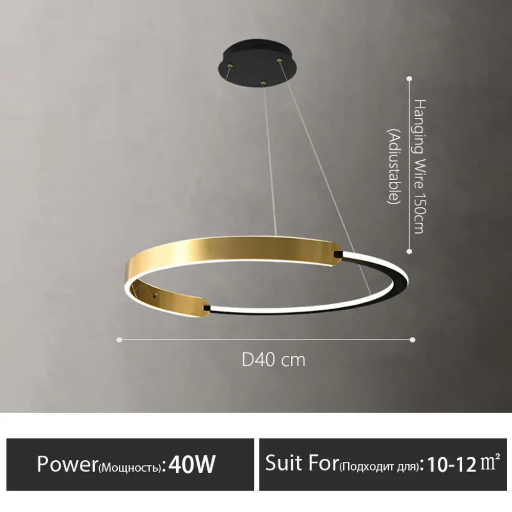 Suspension led anneau dorée design moderne élégante