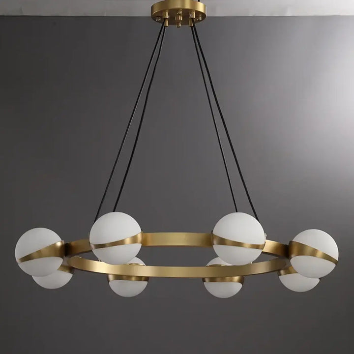 Suspension led anneau laiton moderne salon chic style doré