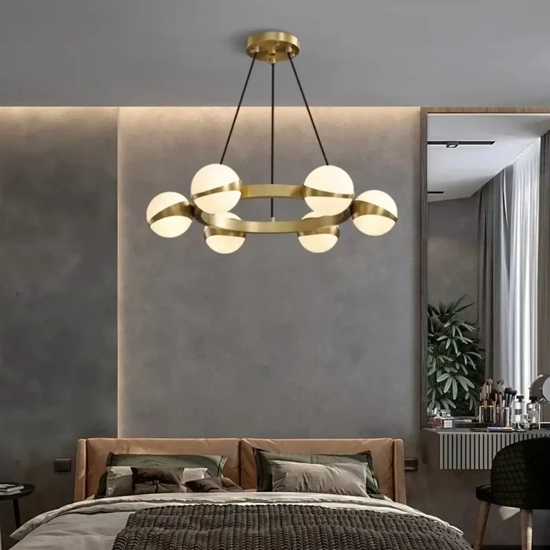 Suspension led anneau laiton moderne salon chic style doré