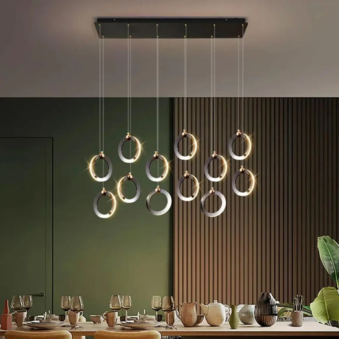 Suspension led anneaux design moderne et élégante noir