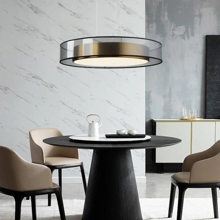 Suspension LED Circulaire Design Transparent Doré et Noir

