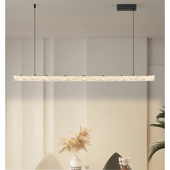 Suspension led cristal longue design moderne élégant