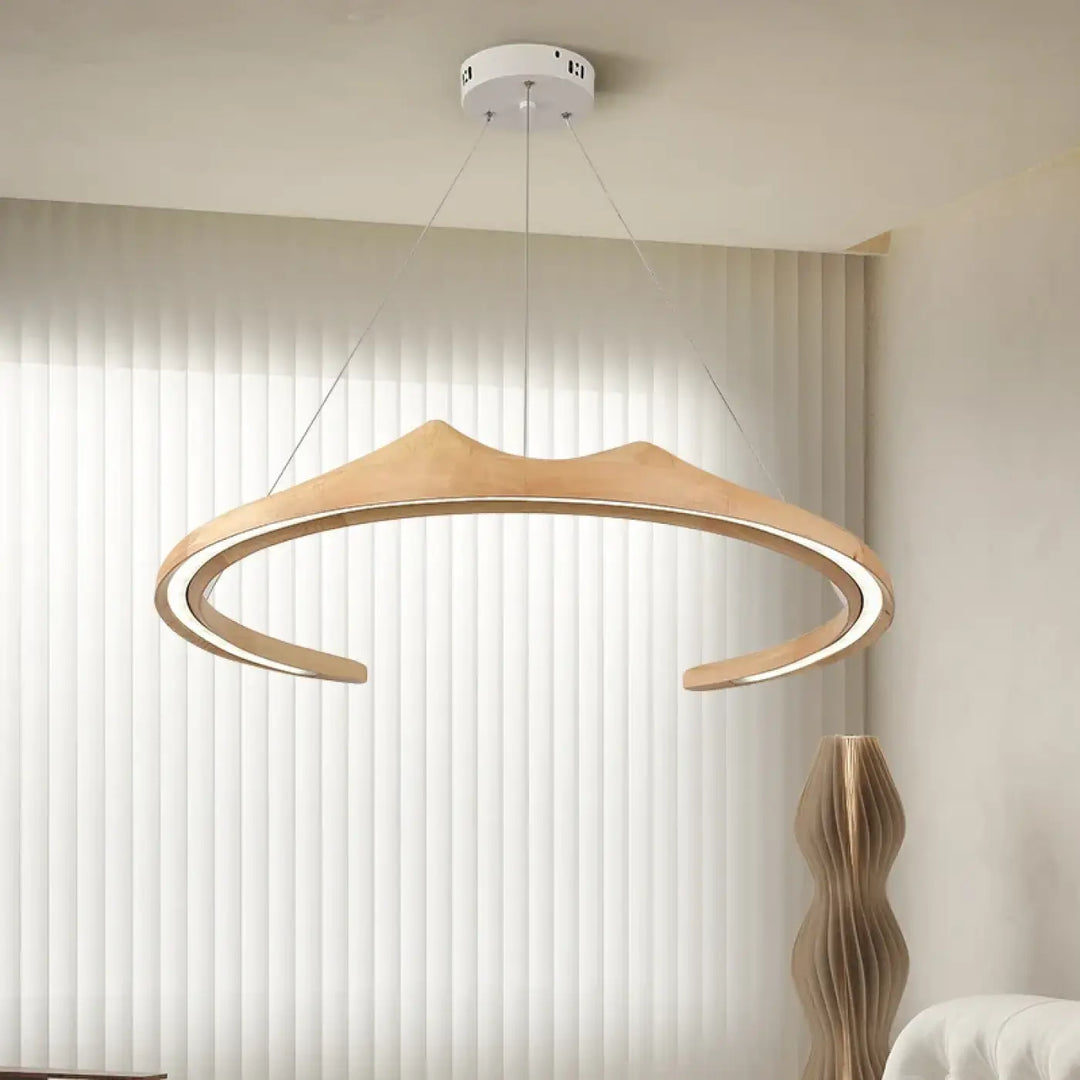 Suspension LED Design Bois Sculptural Moderne Élégance Unique


