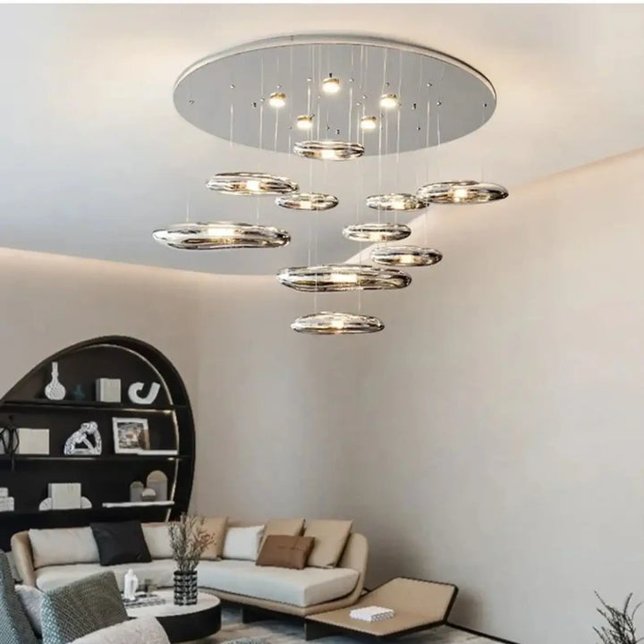 Suspension design élégant forme galets style moderne