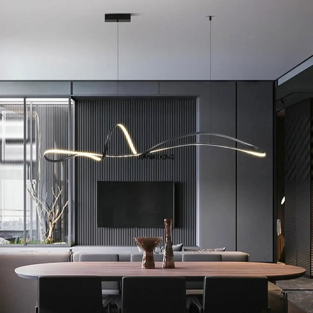 Suspension LED design fluide éclairage moderne et sculptural

