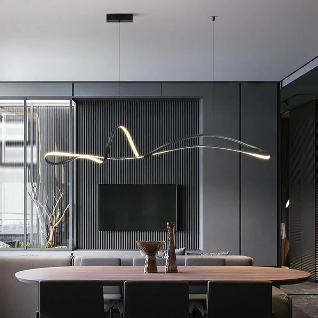 Suspension LED design fluide éclairage moderne et sculptural


