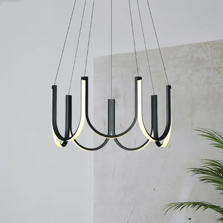 Suspension LED design moderne noire bras lumineux minimalistes