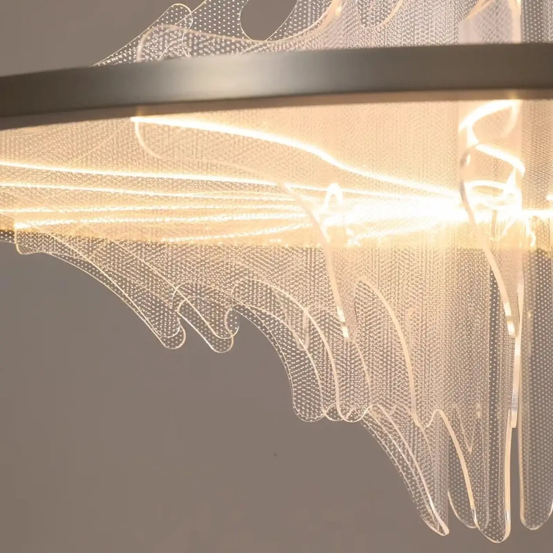 Suspension led design ondulée moderne et élégante blanc doré
