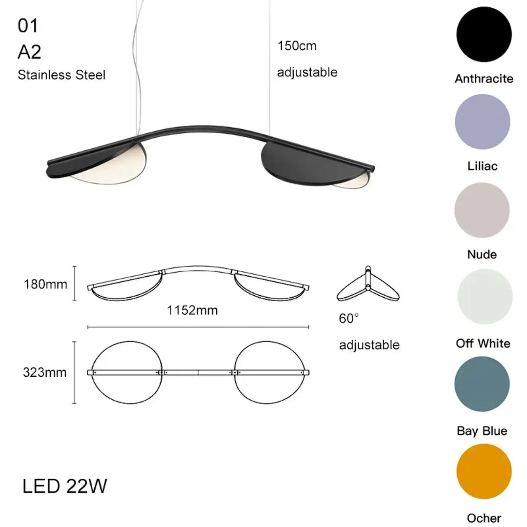 Suspension led design sculptural minimaliste moderne